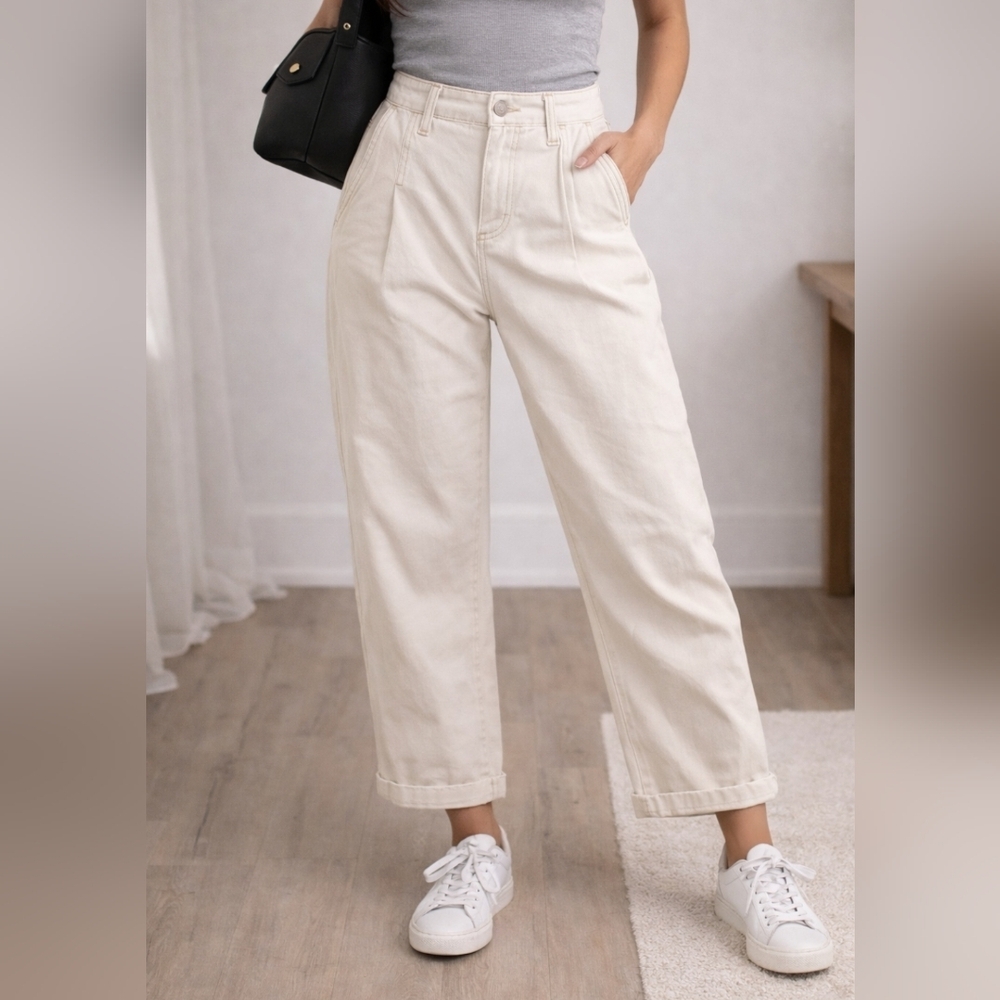 Dynamite Cream High-Rise Boyfriend Jeans